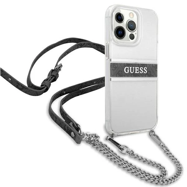 Dėklas Guess GUHCP13LKC4GBSI iPhone 13 Pro / 136,1" Transparent hardcase 4G Pilkas Strap Sidabrinis Chain