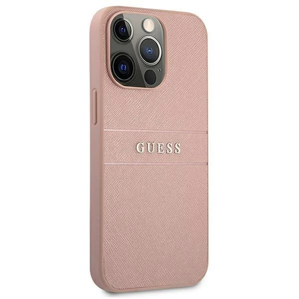 Dėklas Guess GUHCP13SPSASBPI iPhone 13 mini5,4" rožinė/pink hardcase Saffiano Stripe