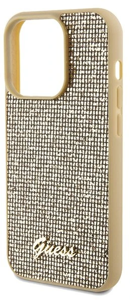 Guess GUHCP14LPMSDGSD Apple iPhone 14 Pro 6.1″ auksinis kietas dėklas Disco Metal Script