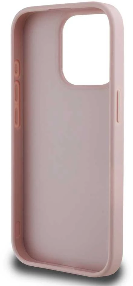 Dėklas Guess PU Grained 4G Metal Logo dėkals tavo Apple iPhone 15 Pro Max rožinės spalvos