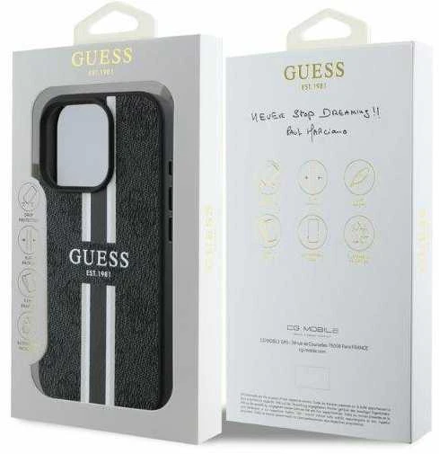 Guess 4G Printed Stripes MagSafe Apple iPhone 16 Pro Max - dėklas telefonui juodos spalvos
