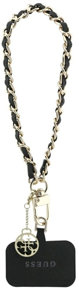 Guess GUOUCHSAMC4K Universal Hand Strap juodos spalvos Saffiano Chain 4G Charm