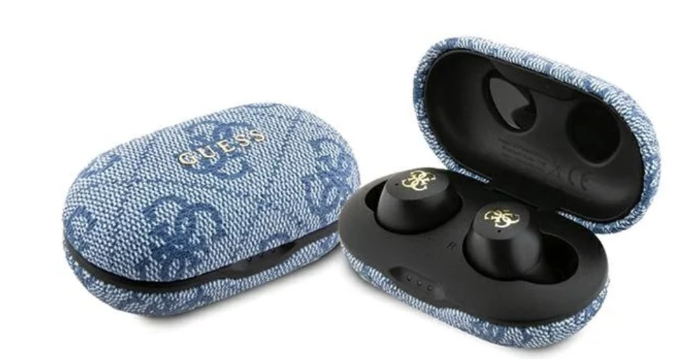 GUESS belaidės ausinės bluetooth TWS ENC GUTWSP4EGB (4G Metal) mėlynas