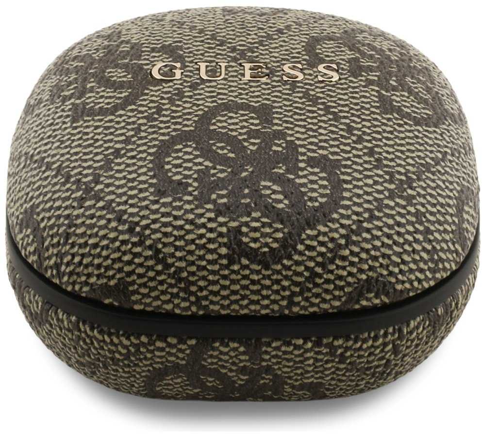 Guess PU 4G Metal Logo ENC TWS belaidės ausinės rudos spalvos