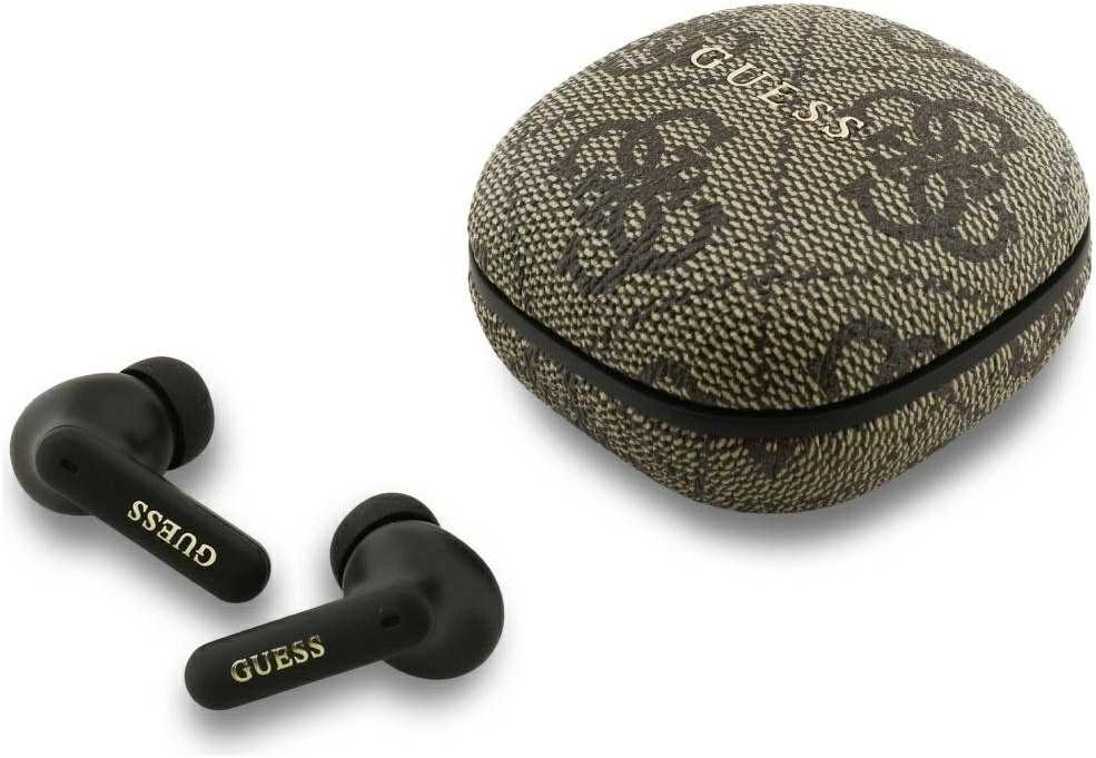 Guess PU 4G Metal Logo ENC TWS belaidės ausinės rudos spalvos
