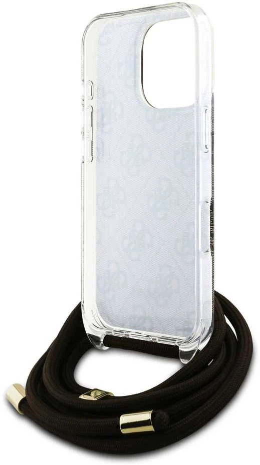 Guess GUHCP16LHC4SEW Apple iPhone 16 Pro 6.3" dėklas telefonui rudos spalvos Crossbody Cord 4G Print