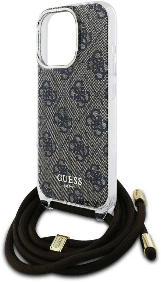 Guess GUHCP16XHC4SEW Apple iPhone 16 Pro Max 6.9" dėklas telefonui rudos spalvos/dėklas telefonui rudos spalvos Crossbody Cord 4G Print