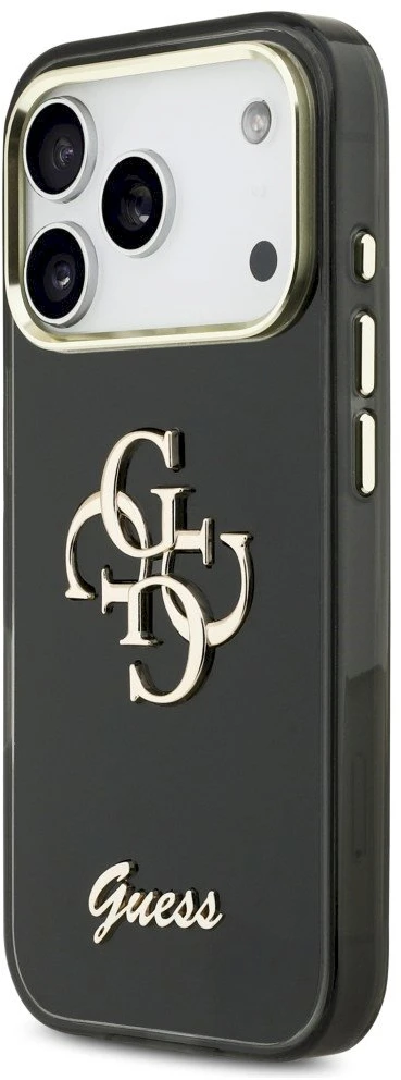 „Guess IML 4G Script Metal“ dėklas, skirtas „iPhone 17 Pro“ - juodas