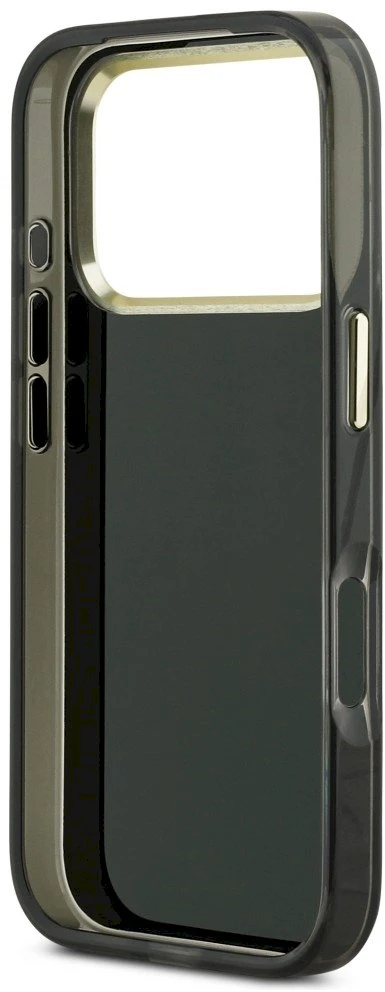 „Guess IML 4G Script Metal“ dėklas, skirtas „iPhone 17 Pro“ - juodas