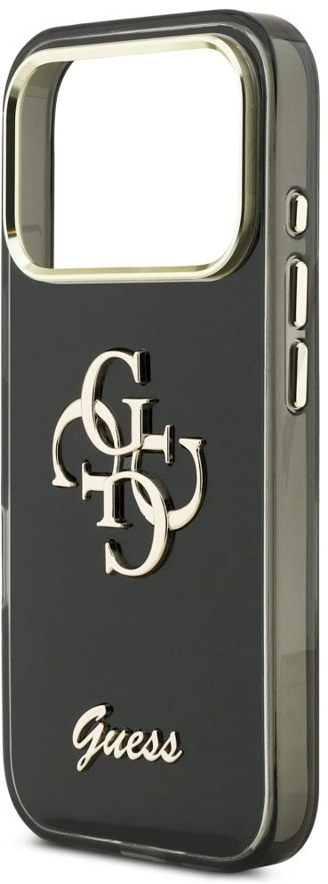„Guess IML 4G Script Metal“ dėklas, skirtas „iPhone 17 Pro“ - juodas