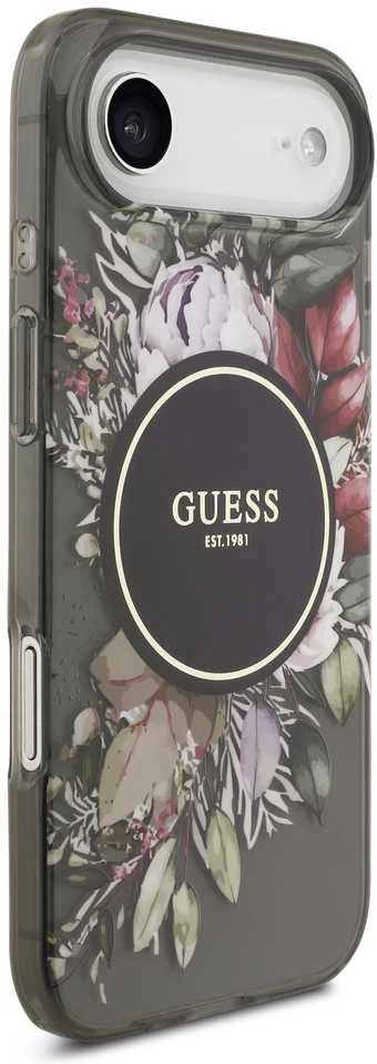 Guess IML Flowers Strap MagSafe dėklas skirtas Apple iPhone Air juodos spalvos