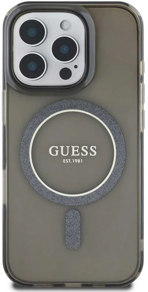 Guess GUHMP16LHFGEREK Apple iPhone 16 Pro 6.3" dėklas telefonui juodos spalvos IML Glitter Circle MagSafe
