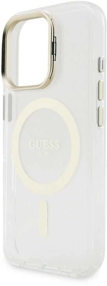 „Guess“ PC/TPU galvanizuoto stovo kameros rėmelis „MagSafe“ dėklas su keičiamais fonais, skirtas „Apple iPhone 16 Pro“