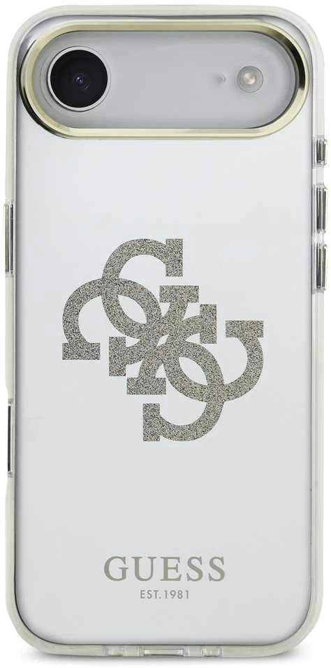 Guess PC/TPU Mirror 4G Glitter Logo MagSafe dėklas skirtas Apple iPhone Air Gold