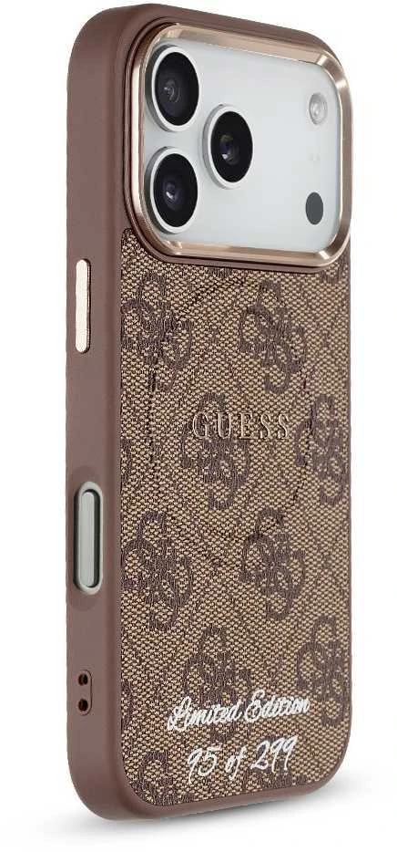 Guess PU 4G MagSafe Strap Limited Edition of 299 dėklas skirtas Apple iPhone 17 Pro rudos spalvos