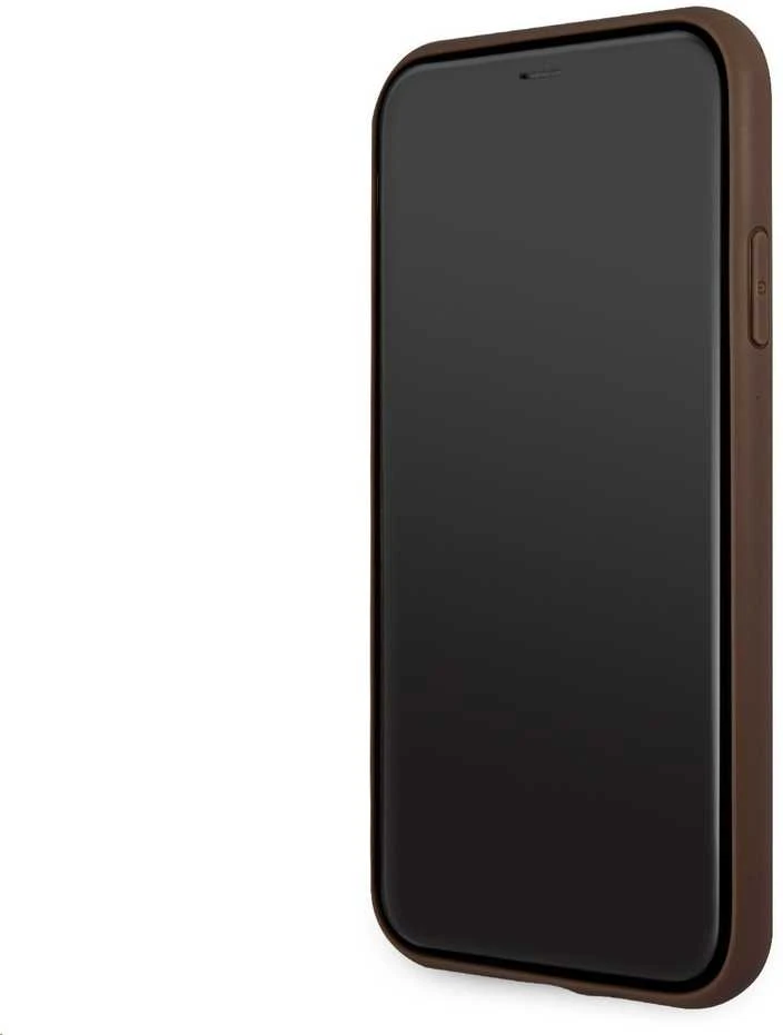 „Guess“ – „Guess PU 4G“ metalinis dėklas su logotipu, skirtas „iPhone 11“, rudas
