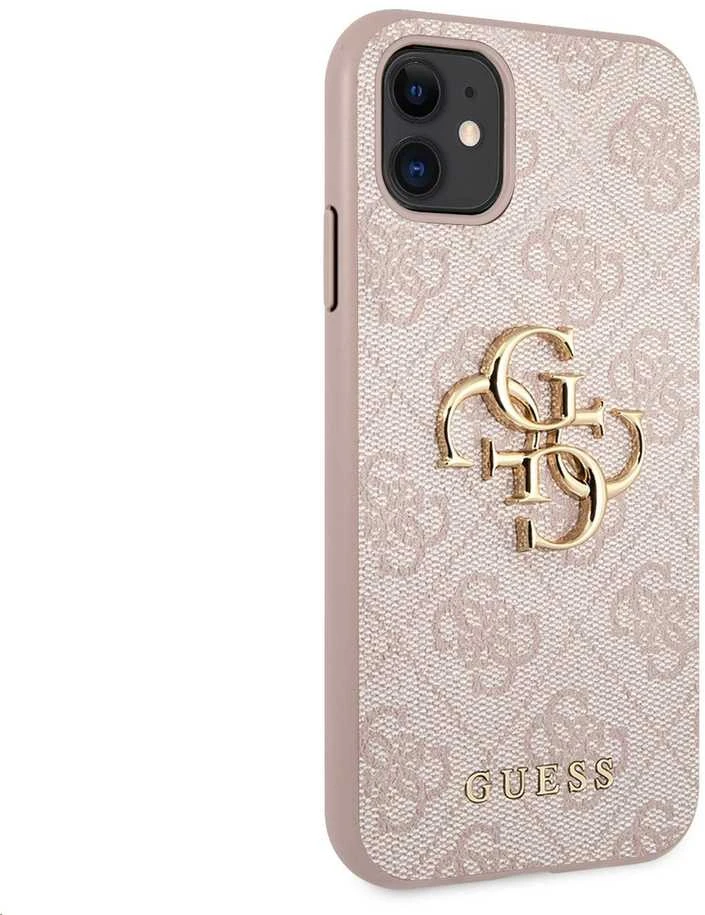 Guess - Guess PU 4G metalinis dėklas su logotipu, skirtas iPhone 11, Rožinė