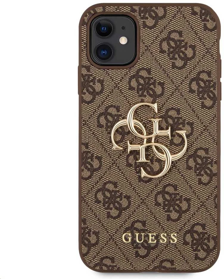 „Guess“ – „Guess PU 4G“ metalinis dėklas su logotipu, skirtas „iPhone 11“, rudas