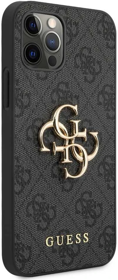 „Guess“ metalinis dėklas „Apple iPhone 12 Pro Max“ su logotipu, pilkas