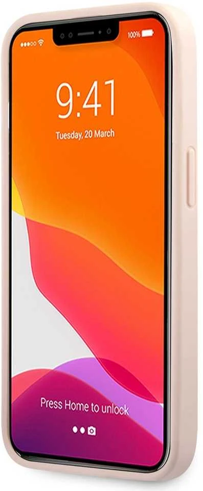 Guess - Guess PU 4G metalinis dėklas su logotipu, skirtas iPhone 13 Pro, Rožinė