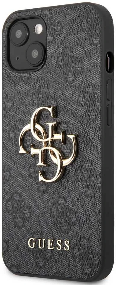 Guess Case GUHCP13M4GMGGR Apple iPhone 13 pilkas / pilkas kietas dėklas 4G didelis metalinis logotipas