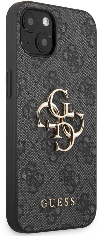 Guess Case GUHCP13M4GMGGR Apple iPhone 13 pilkas / pilkas kietas dėklas 4G didelis metalinis logotipas
