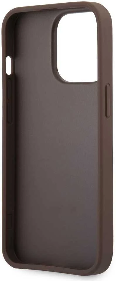 „Guess“ – „Guess PU 4G“ metalinis dėklas su logotipu, skirtas „iPhone 13 Pro“, rudas