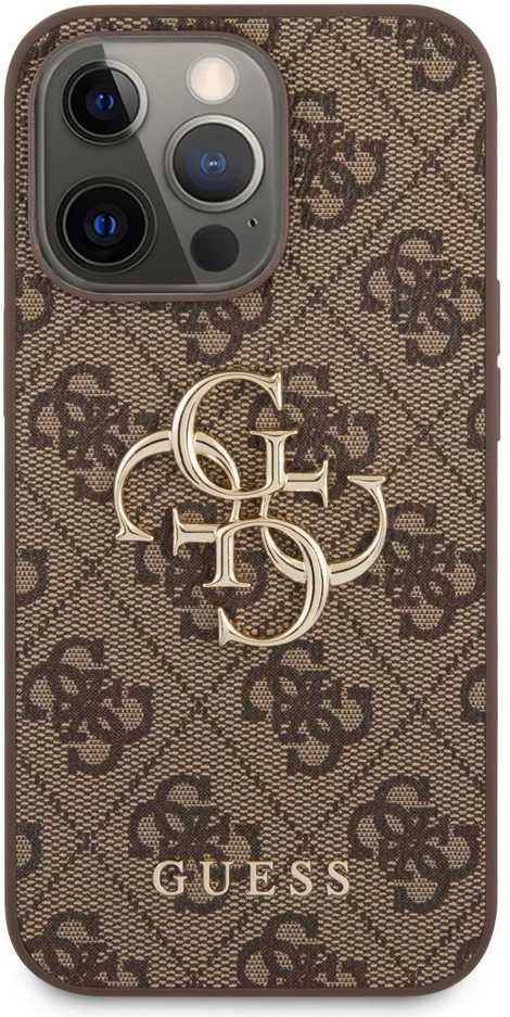 „Guess“ – „Guess PU 4G“ metalinis dėklas su logotipu, skirtas „iPhone 13 Pro“, rudas