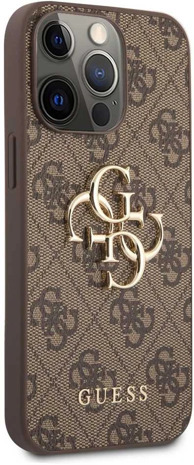 „Guess“ – „Guess PU 4G“ metalinis dėklas su logotipu, skirtas „iPhone 13 Pro“, rudas