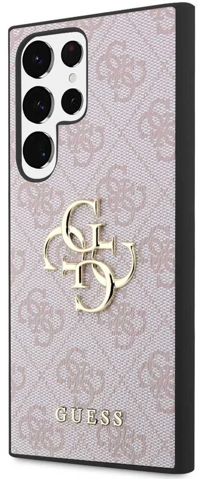 Dėklas GUESS GUHCS23L4GPPI S23 ULTRA S918 Rožinis/Rožinis HARDCASE 4G BIG METAL LOGO