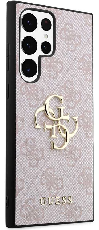 Dėklas GUESS GUHCS23L4GPPI S23 ULTRA S918 Rožinis/Rožinis HARDCASE 4G BIG METAL LOGO