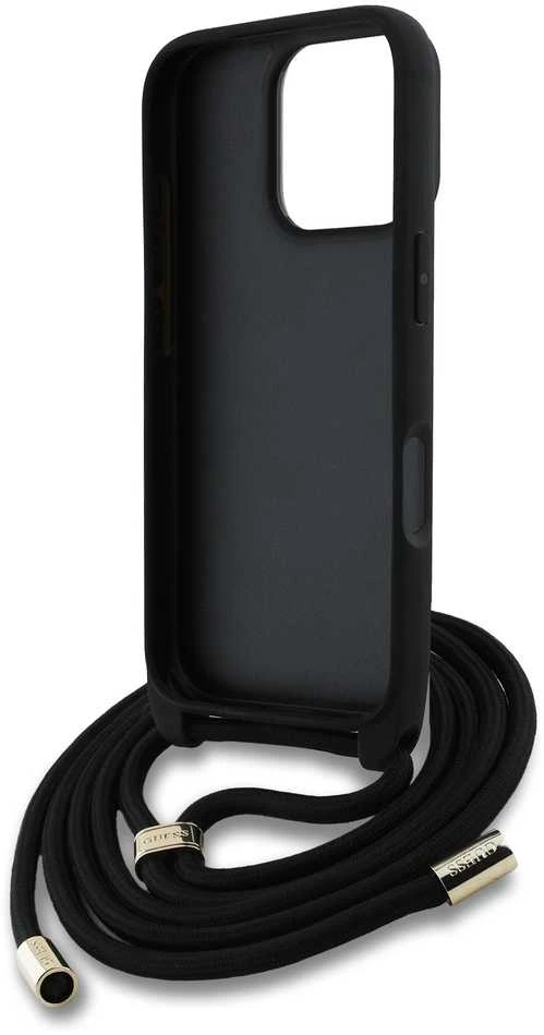 Guess PU 4G Metal Logo Crossbody Strap dėklas skirtas iPhone 16 Pro Max rožinės spalvos