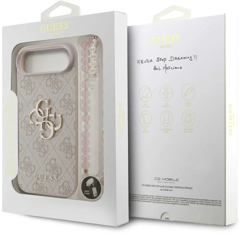 Dėklas Guess PU 4G Metal Logo Strap Case for Apple iPhone Air rožinės spalvos