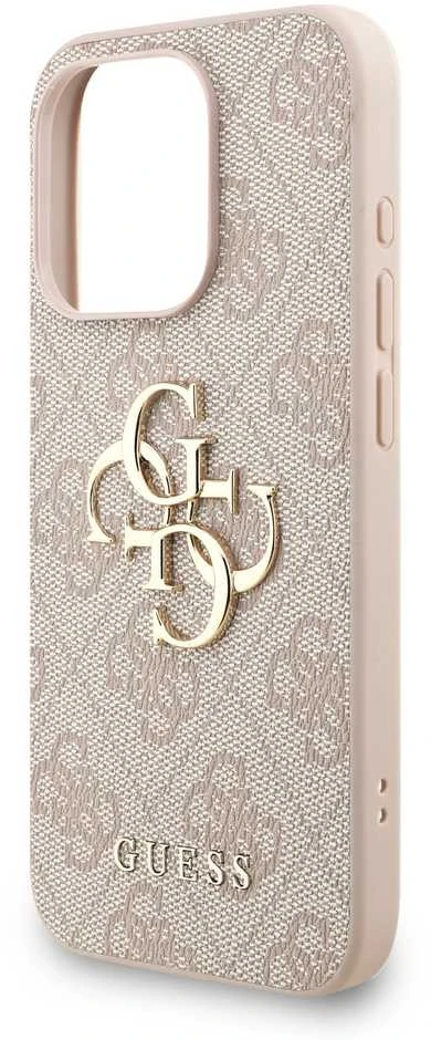 Guess PU 4G Metal Logo Strap dėklas skirtas Apple iPhone 15 Pro Max rožinės spalvos