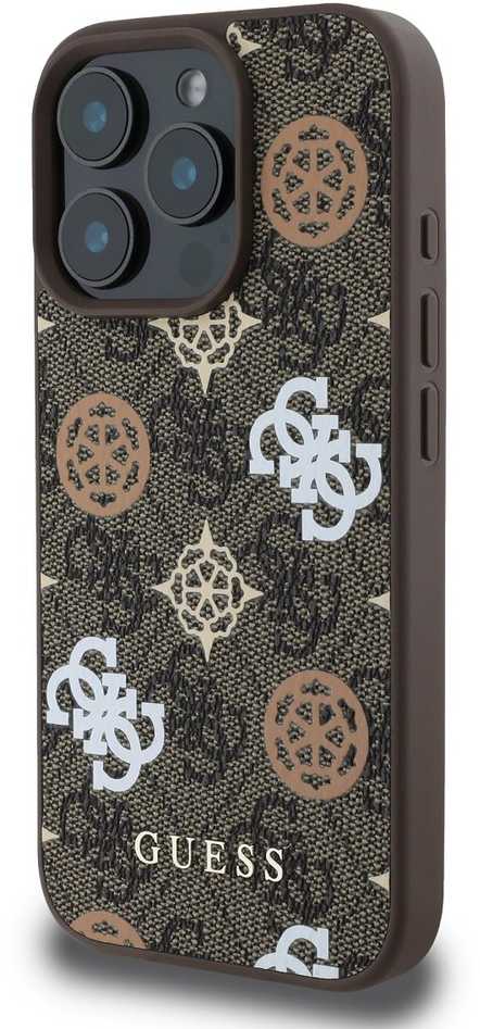 Guess PU 4G Peony MagSafe Apple iPhone 16 Pro dėklas telefonui rudos spalvos