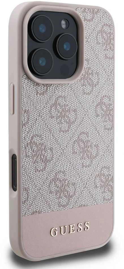 Guess 4G Bottom Stripe Apple iPhone 16 Pro – dėklas telefonui rožinės spalvos