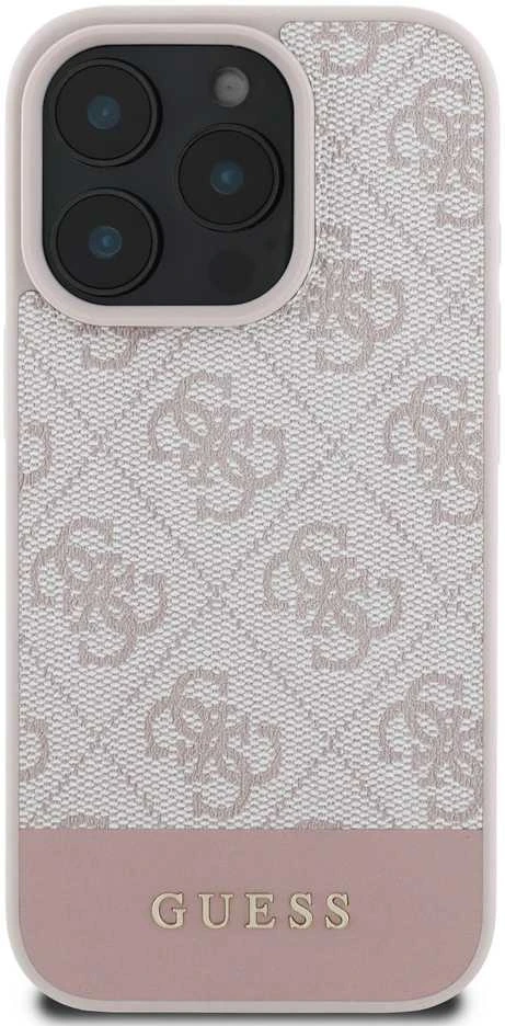 Guess 4G Bottom Stripe Apple iPhone 16 Pro – dėklas telefonui rožinės spalvos