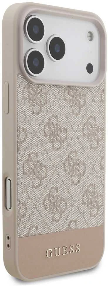 Guess PU 4G Stripe dėklas skirtas Apple iPhone 17 Pro Max Rožinė