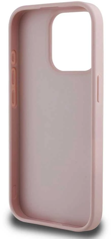 Guess PU Grained 4G Metal Logo Apple iPhone 15 Pro dėklas telefonui rožinės spalvos