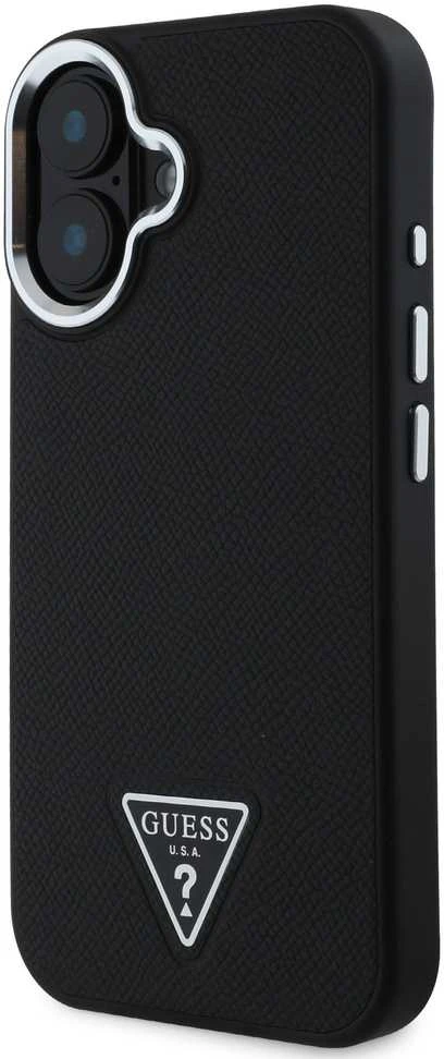 Guess Grained Triangle MagSafe case Apple iPhone 16 – dėklas telefonui juodos spalvos