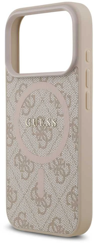Guess PU Leather 4G Colored Ring MagSafe dėklas skirtas Apple iPhone 17 Pro Rožinė