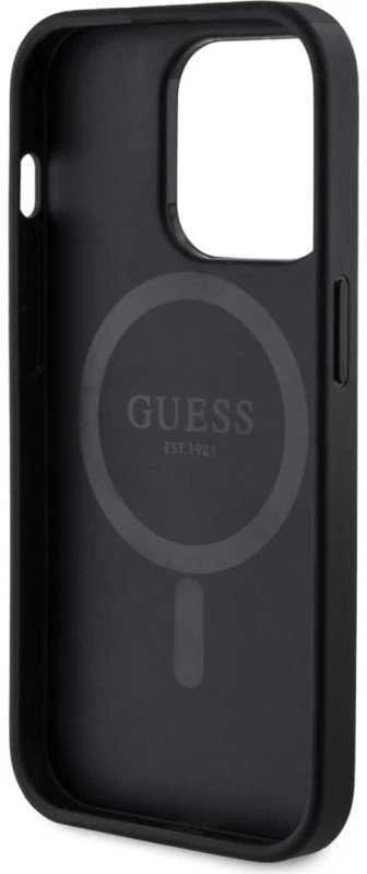 GUESS dėklas skirtas Apple iPhone 16e (SE 4 2025) suderinamas su MagSafe GUHMPSE4G4GFRK (PU 4G Ring Classic Logo) juodos spalvos