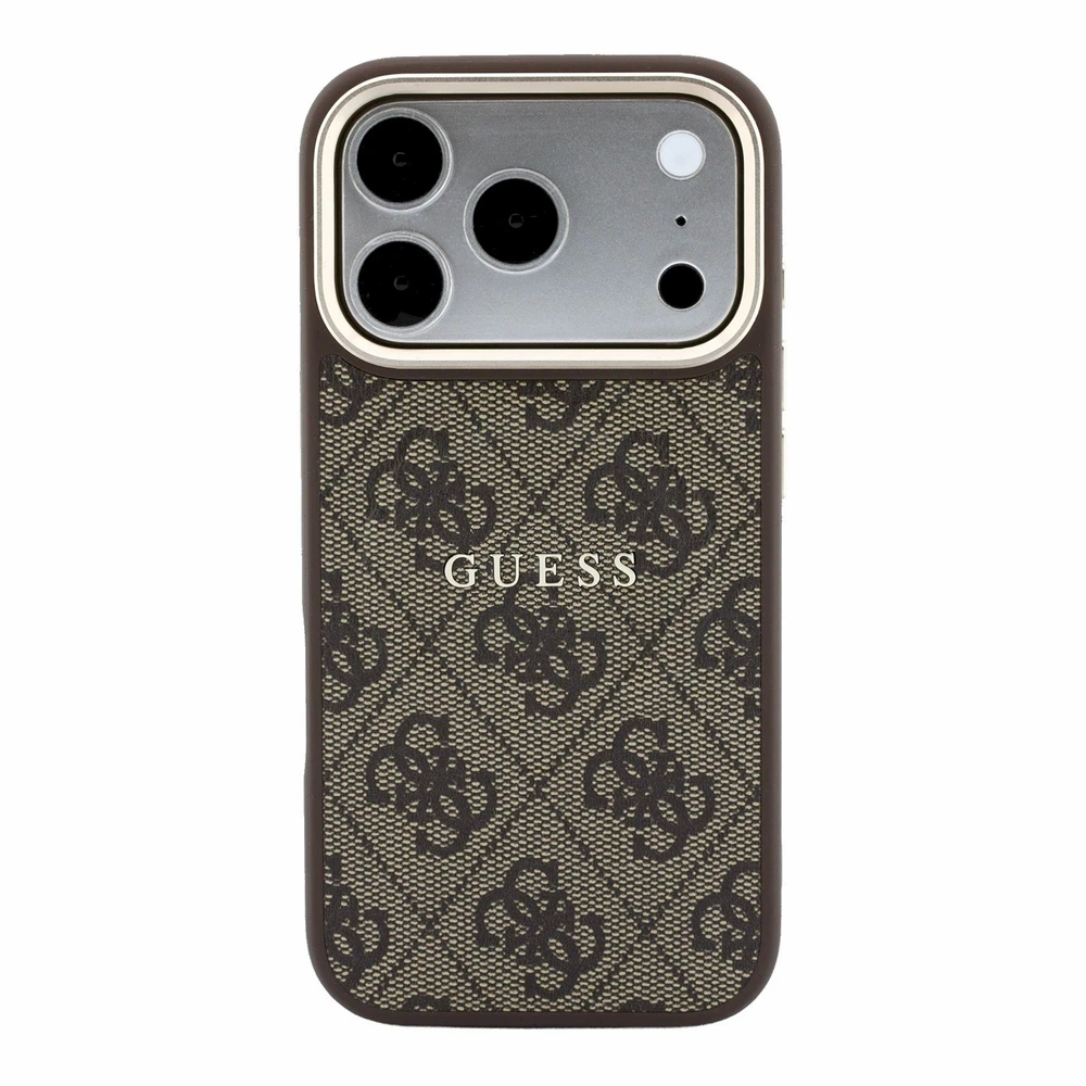 Guess Embossed 4G Classic MagSafe dėklas, skirtas iPhone 18 Pro Max / iPhone 17 Pro Max, rudas