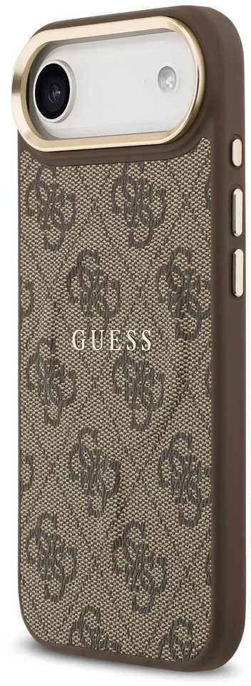 Guess PU Leather 4G Gold Frame MagSafe dėklas skirtas Apple iPhone 17 Air rudos spalvos