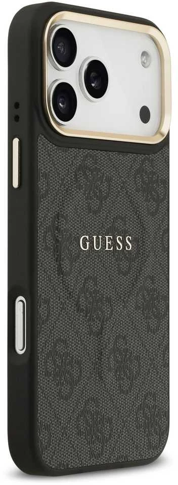Guess PU Leather 4G Gold Frame MagSafe dėklas skirtas Apple iPhone 17 Pro Max juodos spalvos