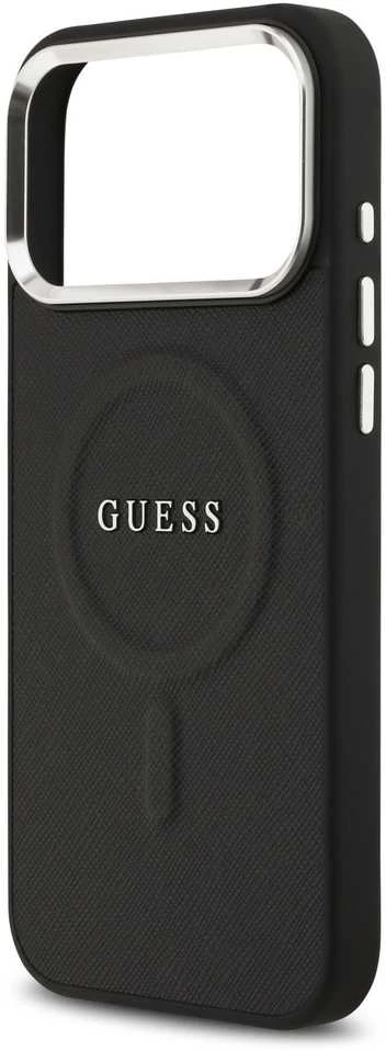 Guess PU Saffiano MagSafe dėklas skirtas iPhone 17 Pro Max juodos spalvos