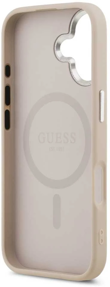 Guess PU Saffiano MagSafe dėklas skirtas Apple iPhone 17 rožinės spalvos