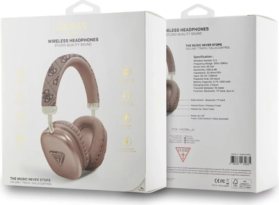 Guess PU Saffiano Triangle Logo ENC belaidės ausinės juodos spalvos