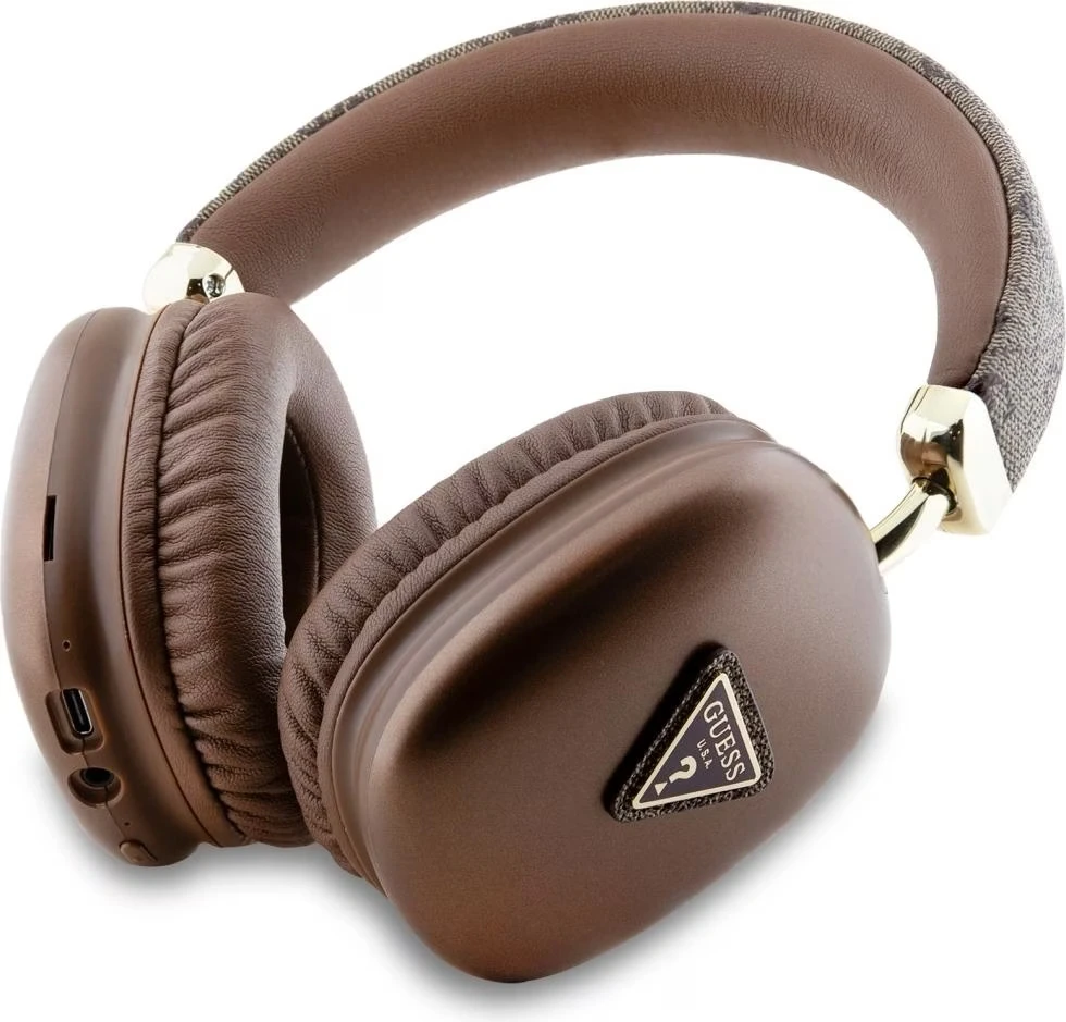 Guess PU Saffiano Triangle Logo ENC belaidės ausinės juodos spalvos