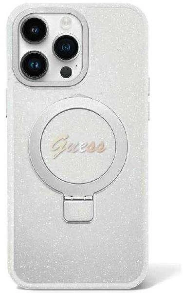 Dėklas GUESS GUHMP15MHRSGSD IPHONE 15 PLUS / 14 PLUS 6.7 "TRANSPARENT / TRANSPARENT HARDCASE RING STAND SCRIPT GLITTER MAGSAFE